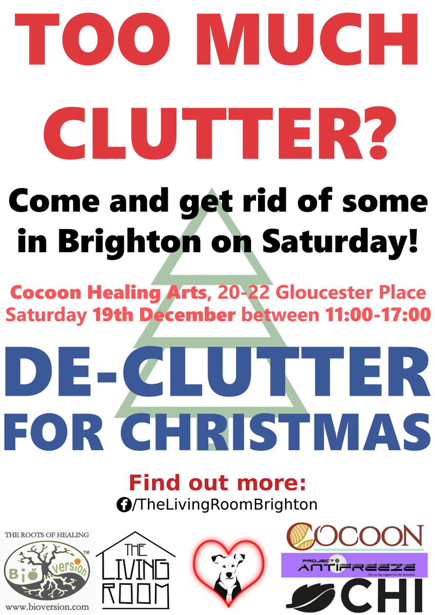 TheLivingRoomBN's tweet photo. RT: Too much #clutter?
Get rid of your old clothes for #homeless people @CocoonBrighton TODAY!

Retweet if you like https://t.co/Ntir2MmU5A