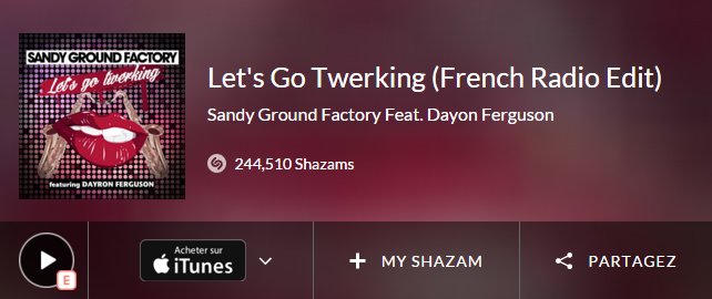 SAVIPROD's tweet photo. 224000 #SHAZAMS pour notre #LetsGoTwerking #sandygroundfactory>> en écoute sur FUN @funradio_fr #saviprod #tomsnare https://t.co/S43b2OBMIG