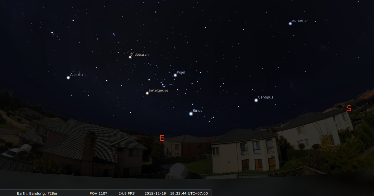 Pukul 19:30 WIB nanti, lihat ke langit timur dan kalian akan menemukan 7 bintang terang dan Pleiades.