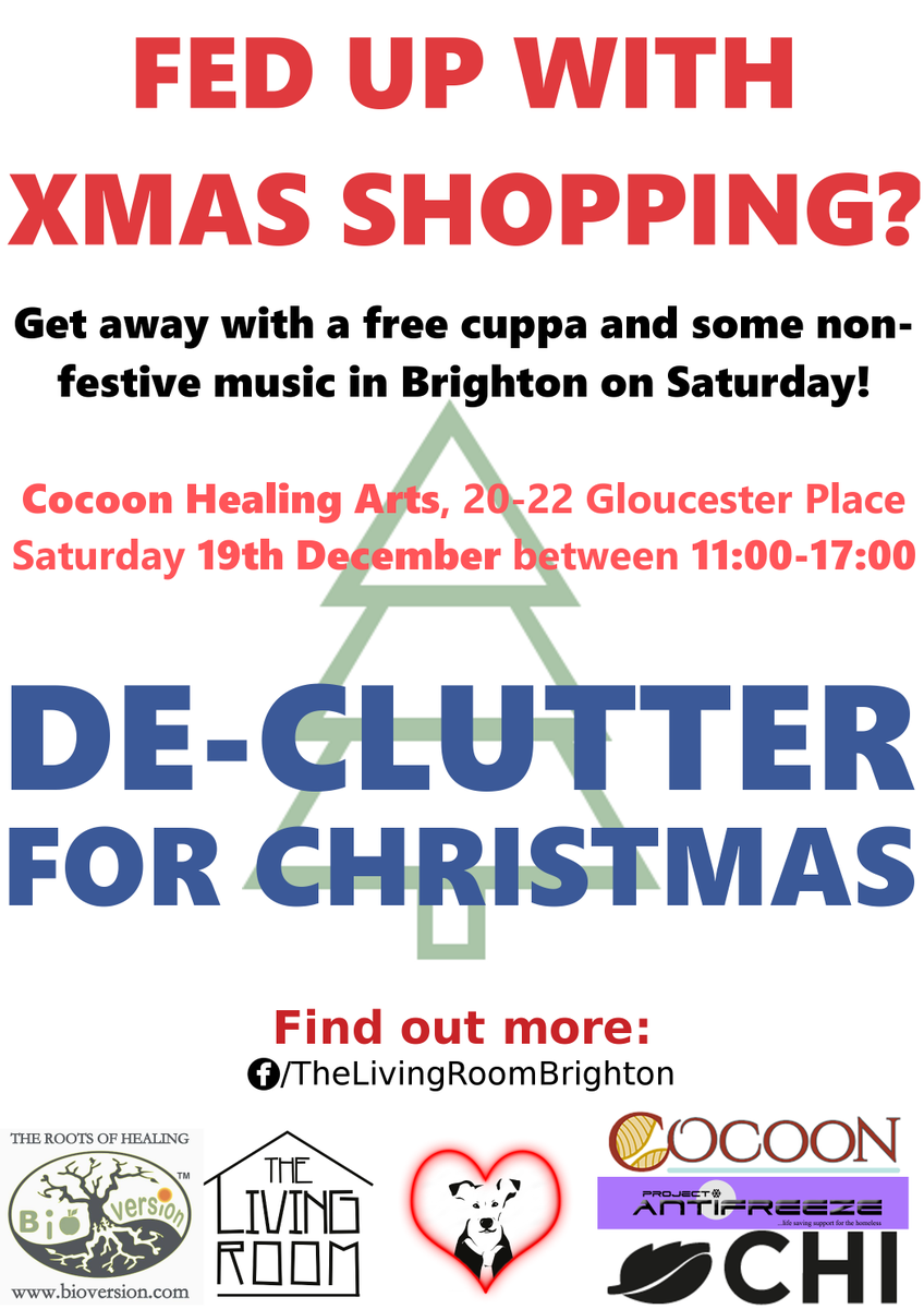 TheLivingRoomBN's tweet photo. RT: Fed up of #XmasShopping?
Unwind with FREE TEA &amp; non-festive music @CocoonBrighton TODAY!

Retweet if you like... https://t.co/zsLwWpyElF