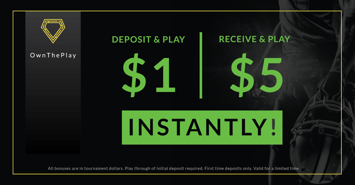 OwnThePlay's tweet photo. The only $1 Bonus in #DFS!

How could you say no to #DFS at #OwnThePlay?

Sign up today >> https://t.co/B6Obz2Byal https://t.co/MEr1Yjd1cv