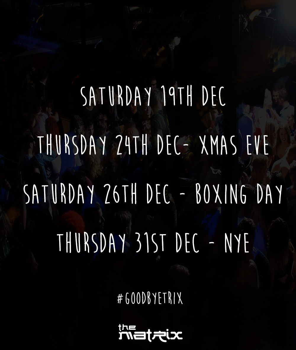 matrixripon's tweet image. EPIC Mad Friday, but only 4 nights left. Come and join us for a VK, a spin and a cry. 😢 #goodbyetrix #ripon #trix