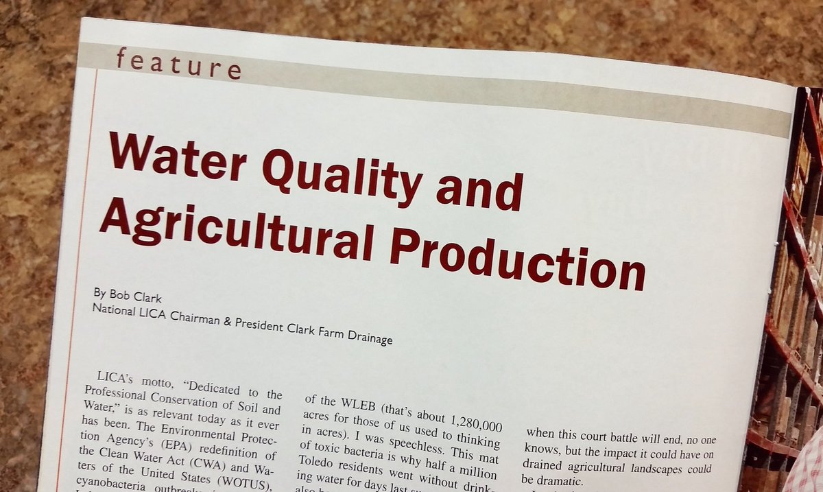 ClarkFarmDrain's tweet photo. Great call to #conservation action by CFD Pres @bob2_cfd in latest LICA Contractor issue! #tile15 #WaterManagement https://t.co/IqT4ZEm2BG