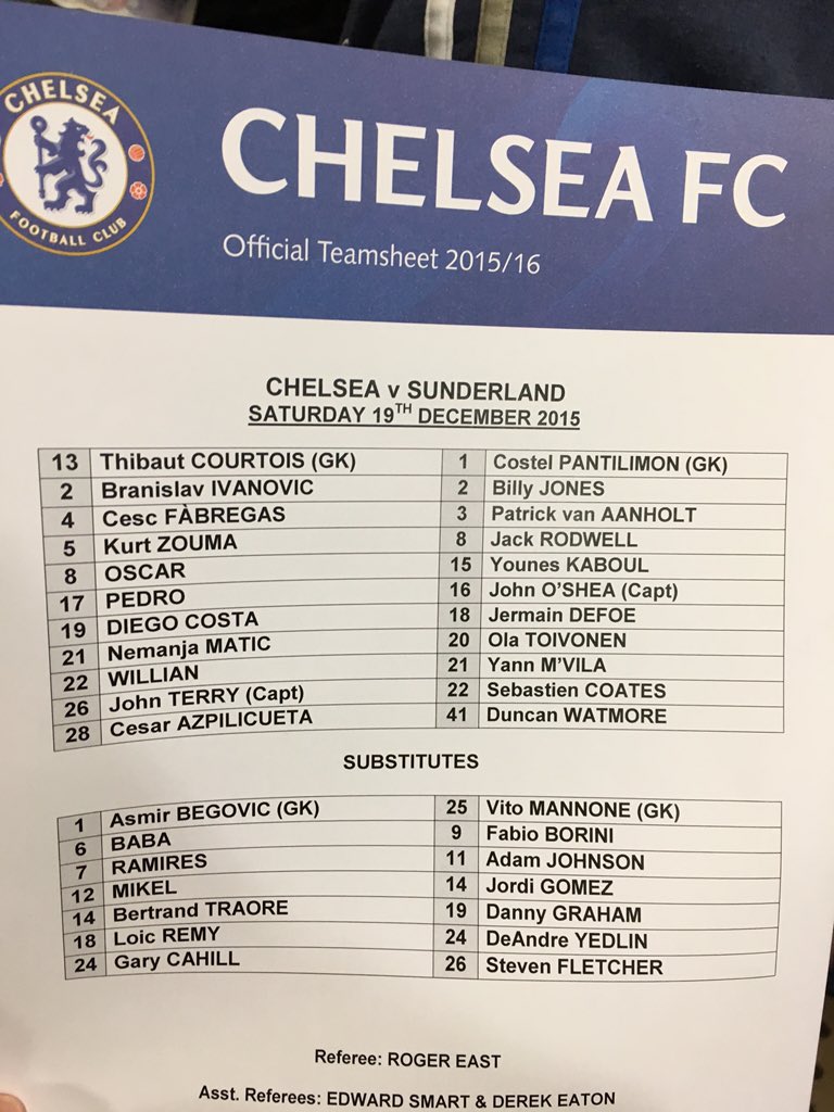 MrGeorgeBenson's tweet photo. Team sheet for today's game. It's a good tea#m. Well it's been a good team sheet for 16 games previous but... #CFC https://t.co/Fy66HyjQHF