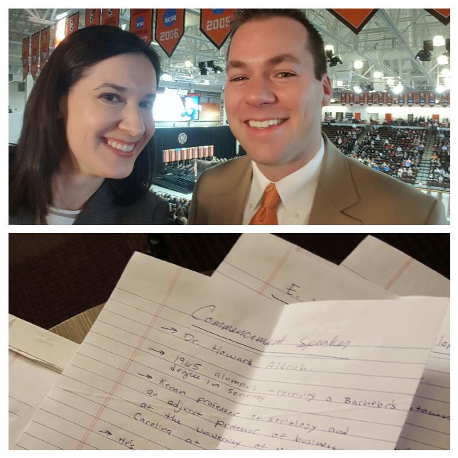 BridgetTharp's tweet photo. #picstitch Ready to be on camera with WBGU for BGSU Commencement. #wetakethisseriously https://t.co/DyEneaHGCV