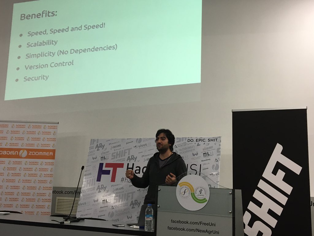 hacktbilisi's tweet photo. . @otarch 's talk  "Back to Basics with Static Websites" at @hacktbilisi 2015. #hackTBILISI #hackathonThatLovesYou https://t.co/hGXL3Vd1hC