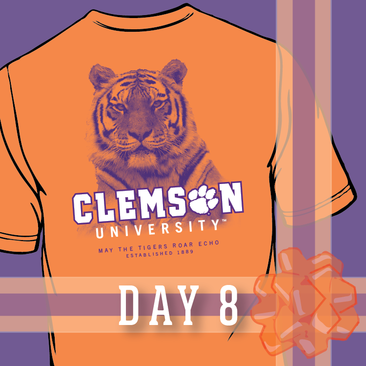 TTGrafx's tweet photo. Today's #12DaysOfChristmas giveaway: Purple Tiger #ComfortColors shirt! RT for your chance to win! #ClemsonChristmas https://t.co/VPlIGjNsCs