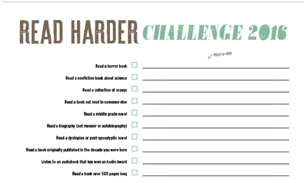 It's here! It's here! The 2016 Read Harder Challenge is here: ow.ly/W5aPd
