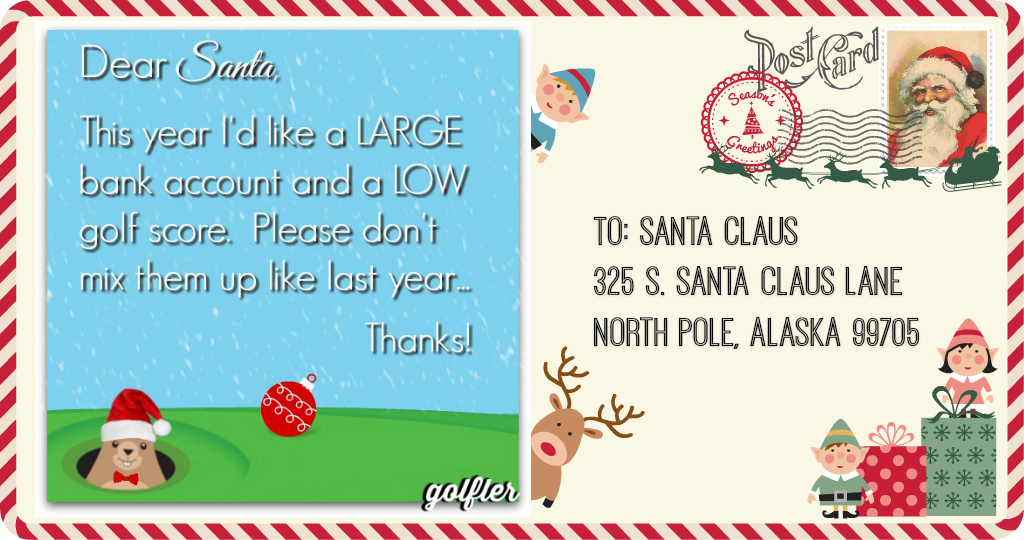 ClubCaddieCom's tweet photo. Finally got our letter in to San-tee Claus! We HO-HO-hope he's in a giving mood! #HappyHolidays folks! ⛳ 🎅🎄 #golf https://t.co/dCobVNCIvG