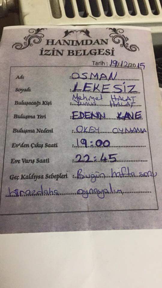 Hanımdan izin belgesi