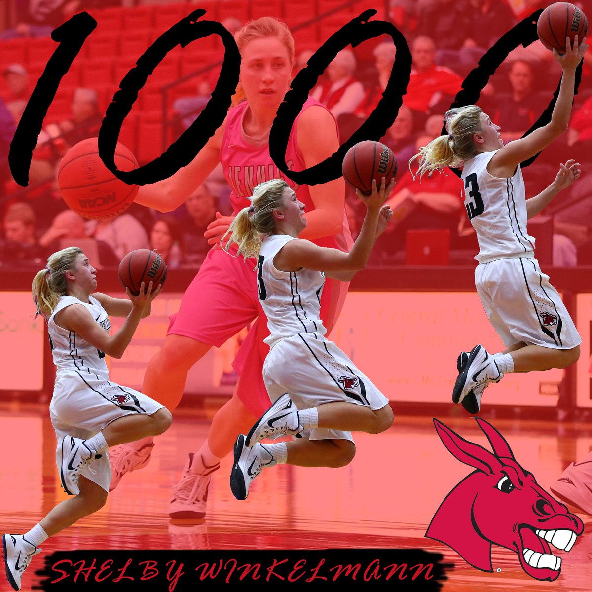 UCMWBB's tweet photo. Congratulations Shelby Winkelmann on becoming the 25th Jennie to reach 1,000 career points! #teamUCM https://t.co/ZrzjLa8YF3