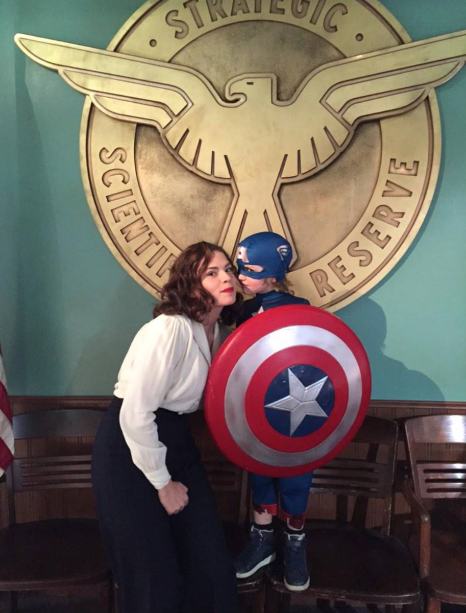 GeoffreyColo's tweet photo. As we wrap filming on S2 of #AgentCarter.  Here's a memorable on-set moment from S1.  Cap and his girl #HayleyAtwell https://t.co/tPK1slFo57