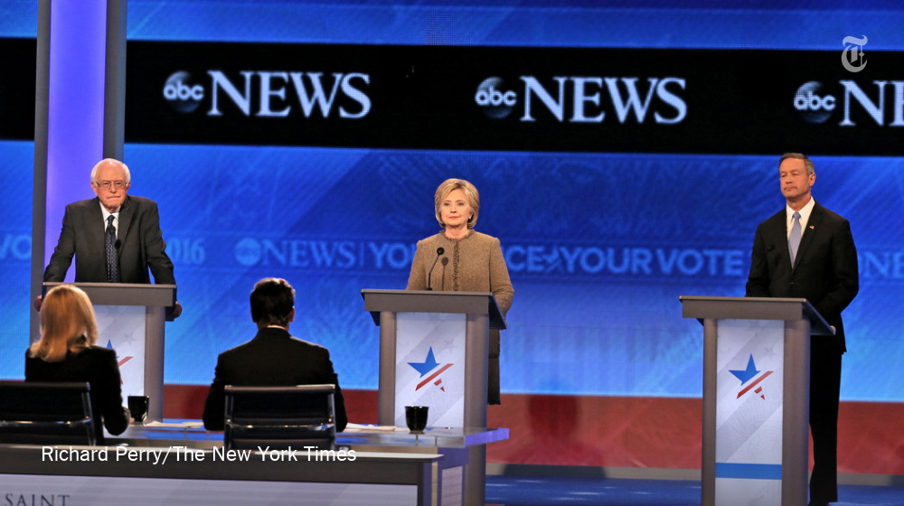 nytpolitics's tweet photo. One thing the three candidates agreed on in #demdebate was their opposition to Donald Trump https://t.co/SpXKPyEIqR https://t.co/yHspoHHVW8