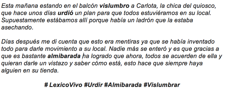 foroliteratura's tweet photo. Participando d la idea d @tresamagu #LexicoVivo con las palabras #Urdir #Almibarada #Vislumbrar ¿Qué tal mi relato? https://t.co/5SuNoCnJNn