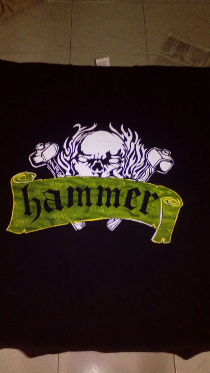 LoneWolfCry's tweet image. Hammer band t-shirt in progress 
#supportourlocalband