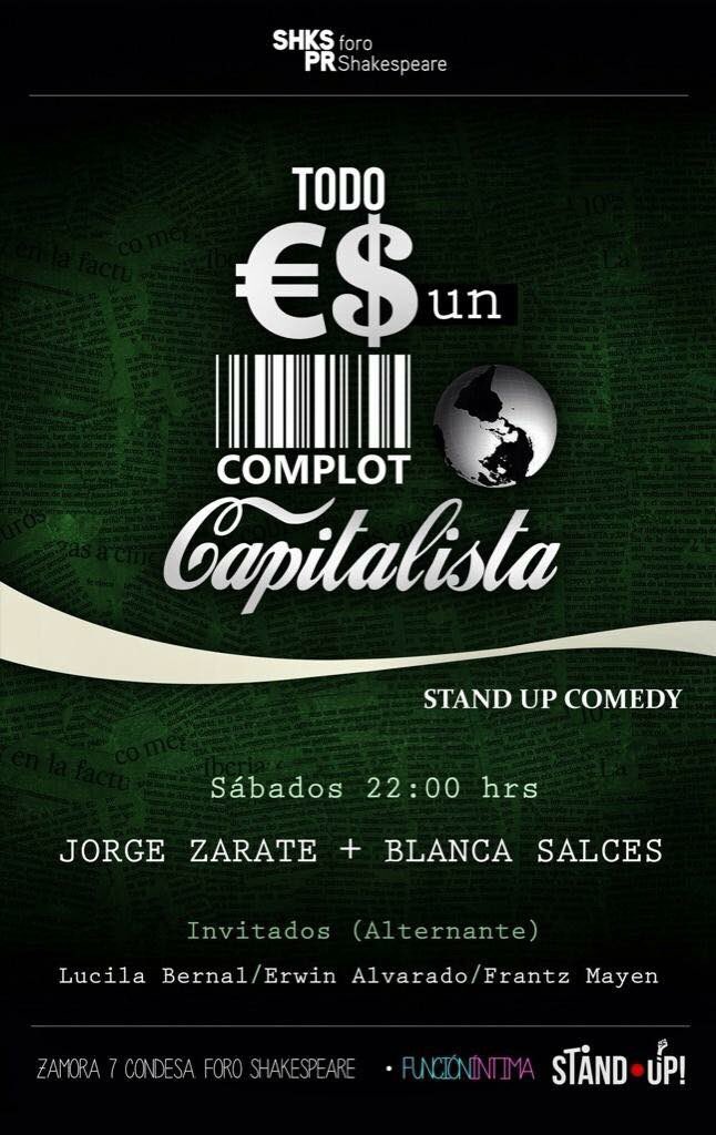 TeatroCiegoMX's tweet photo. Hoy #TodoEsUnComplotCapitalista @ForoShakespeare 10pm con @artematacopete @zaratejorge61 invitado @marco_persi https://t.co/blCwZtW8j2