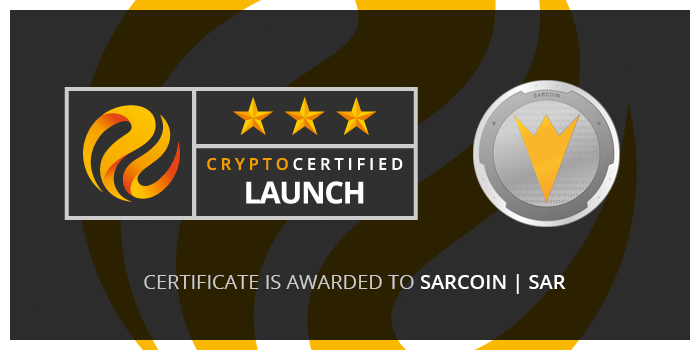 CryptoCertify's tweet image. CryptoCertify „Launch Certificate" is awarded to SARCOIN @SARCoin cryptocertify.com/coins/sarcoin-…
