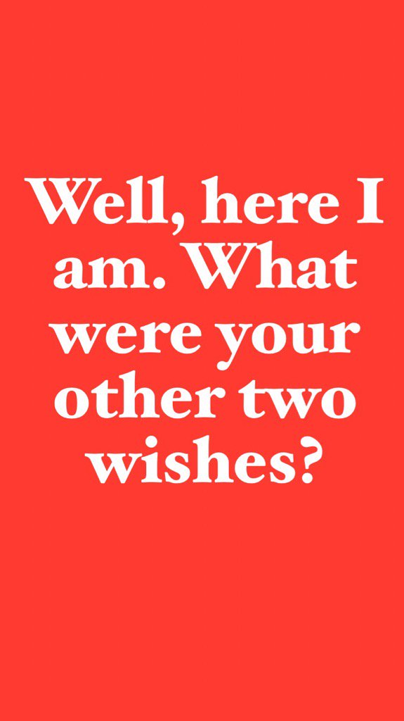 DawnAmiH's tweet image. Well, here I am. What were your other two wishes? #pickupapp #Lamest  itunes.apple.com/app/id92497939…