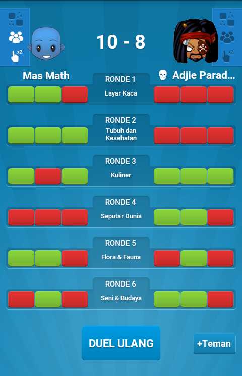 MasMath13's tweet image. Saya baru mengalahkan 💀 Adjie Paradji 💀 di @DuelOtak!

unduh GRATIS: duelotak.id/app