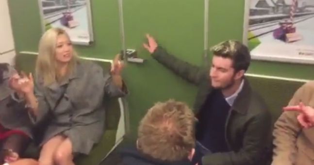 JOEdotie's tweet photo. VIDEO: Two groups of strangers randomly meet on the DART, produce amazing Teresa Mannion rap https://t.co/BY8jstzcDR https://t.co/6e76ugjBjP