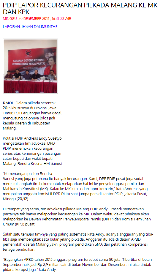 InfoMalangAnyar's tweet photo. "@PDI_PERJUANGAN LAPOR KECURANGAN #PILKADAMALANG KE MK (@Humas_MKRI) DAN @KPK_RI" https://t.co/Lg469DaQ2o