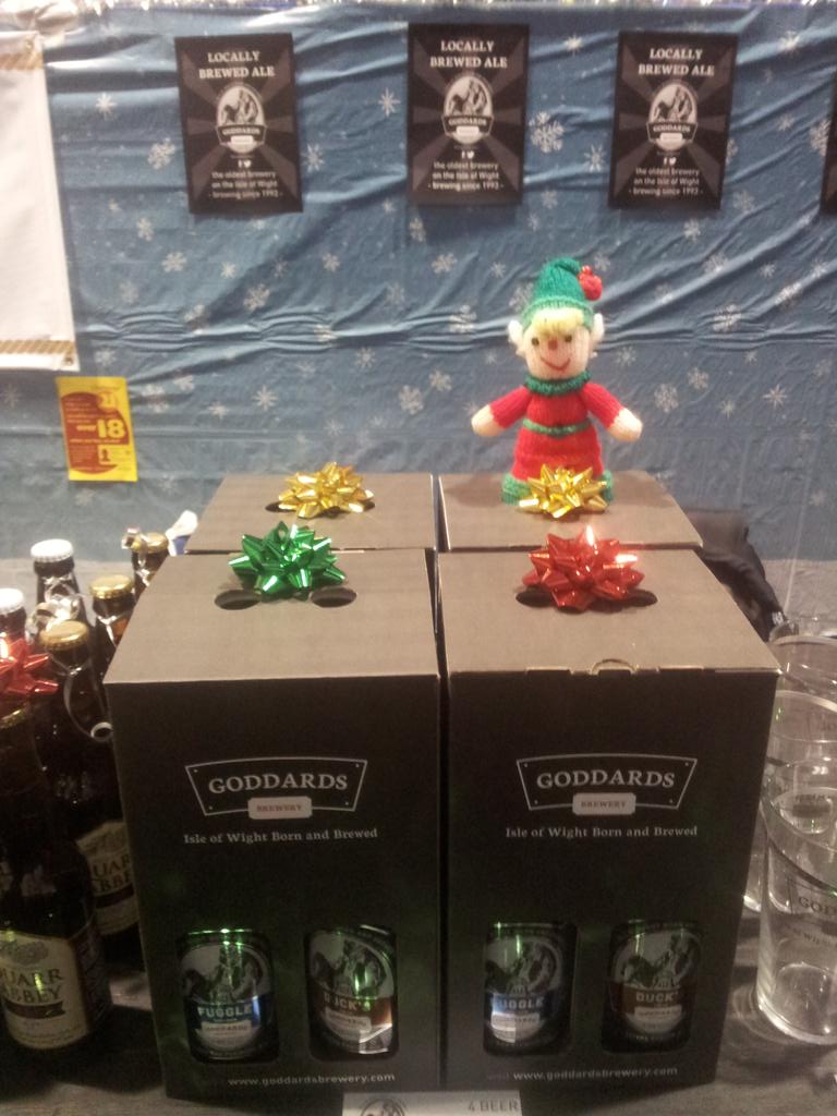 GoddardsBrewery's tweet photo. Elfie on the shelfie paying a visit from @island_roasted at Cowes Food Festival today with @iowdistillery  x https://t.co/mKgSPNpw9Y
