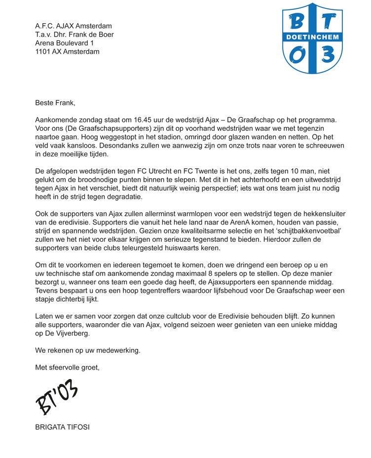Smeekbede De Graafschap-fans: Of De Boer vanmiddag acht spelers wil opstellen at5.nl/s/DgK