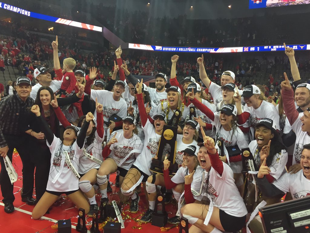 NCAAVolleyball's tweet photo. It wasn't a dream, @Huskervball. You are national champs! #NCAAVB 🌽🏐🏆 https://t.co/QHMnYodrmB
