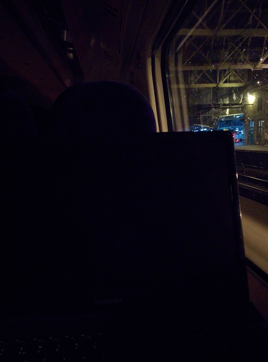 MarkMcD27's tweet image. &quot;Due to a technical issue with the computer, we need to turn it off and on again...&quot; Darkness. #train #uselesstech