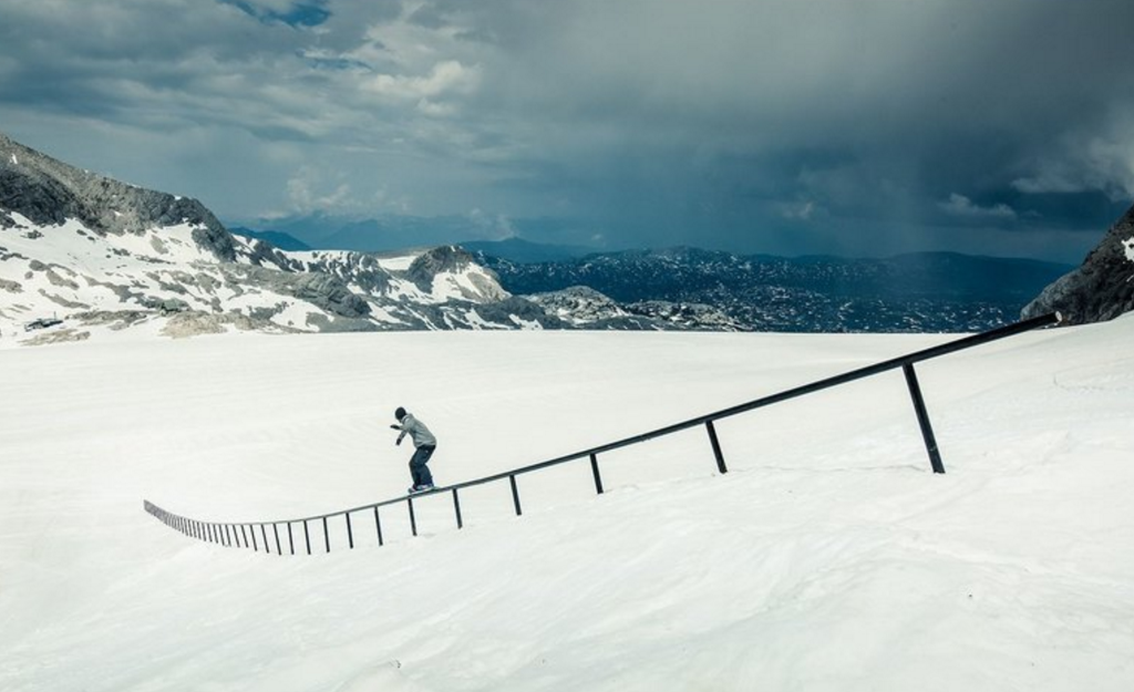 Snowboarders ride world's longest rail - win.gs/LongestRail