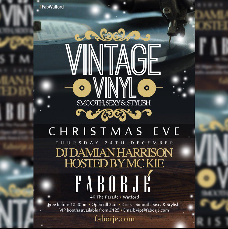 FaborjeWatford's tweet photo. Huge weekend ahead @FaborjeWatford
Xmas Eve - Vintage Vinyl with @1MC_KIE & Boxing Day with @Majestic #FabWatford https://t.co/Gg4huRwtRY