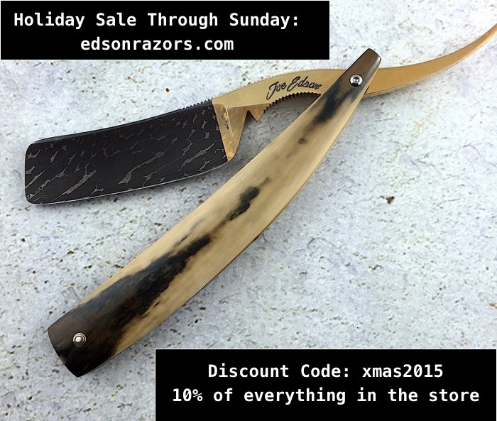 EdsonRazors's tweet photo. 10% Holiday sale today - everything on the website, customs included.
Code: xmas2015

https://t.co/oXait0P1BT https://t.co/N8KuUIctuk