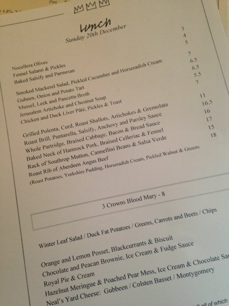 The last ever 3 Crowns menu by Chef Lee ... #lastchristmas #kickoutthejams #achristmascarol