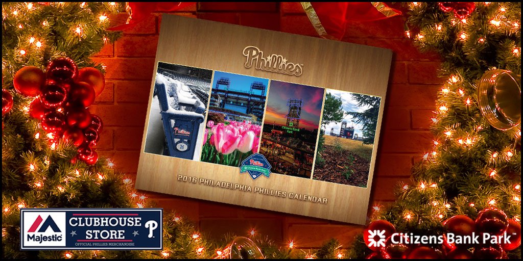 Phillies's tweet photo. Today at @PhilliesMCS, get 40% off all publications! RT for chance to win a #Phillies 2016 calendar! #12DaysofPhils https://t.co/8GEJa0csfq
