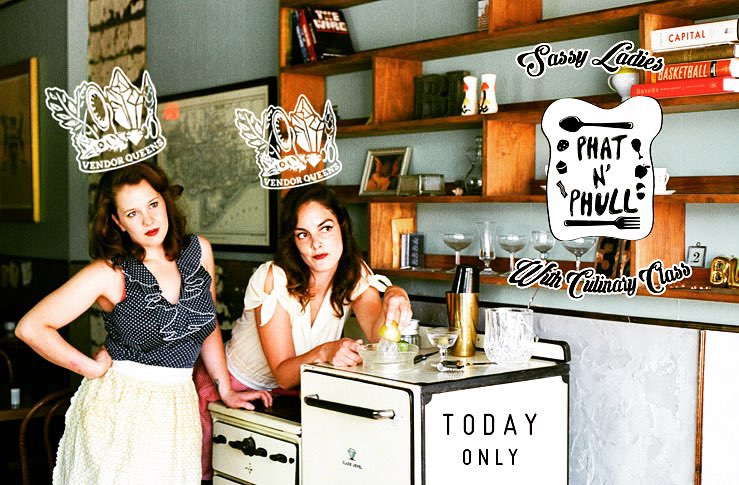 VillageMirvish's tweet photo. The sassy ladies of @PhatNPhull serving up grilled cheese &amp; fried chicken flavoured popcorn until 7pm @VENDORQUEENS https://t.co/FTQIHg3DHi