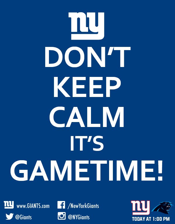 Giants's tweet photo. GAMETIME!!! RT if you want a #Giants WIN! #CARvsNYG https://t.co/CLF8U8EuQA