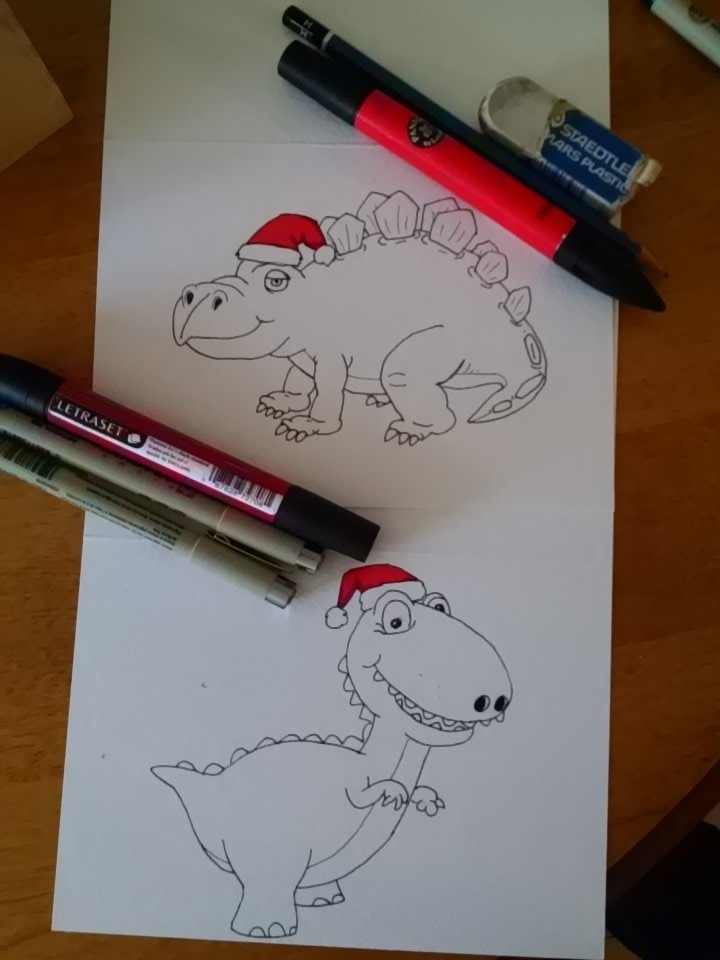 quark_and_laser's tweet image. This is why I love the holidays, I get to draw dinosaurs for my nephews #rawr