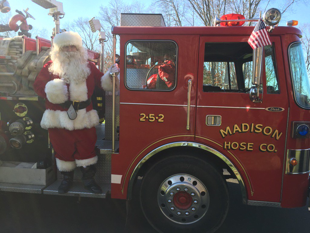 Santa on the road today with Madison Hose Company No. 1!