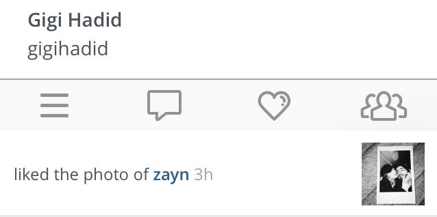ZaynJMNews's tweet photo. #Update | Gigi Hadid liked Zayn's recent Instagram post! https://t.co/rca0IK5N9q