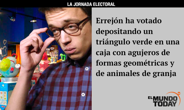 elmundotoday's tweet photo. Pablo Iglesias vota introduciendo su coleta en la urna https://t.co/3GzkJGoOom https://t.co/8grSQAcc7I