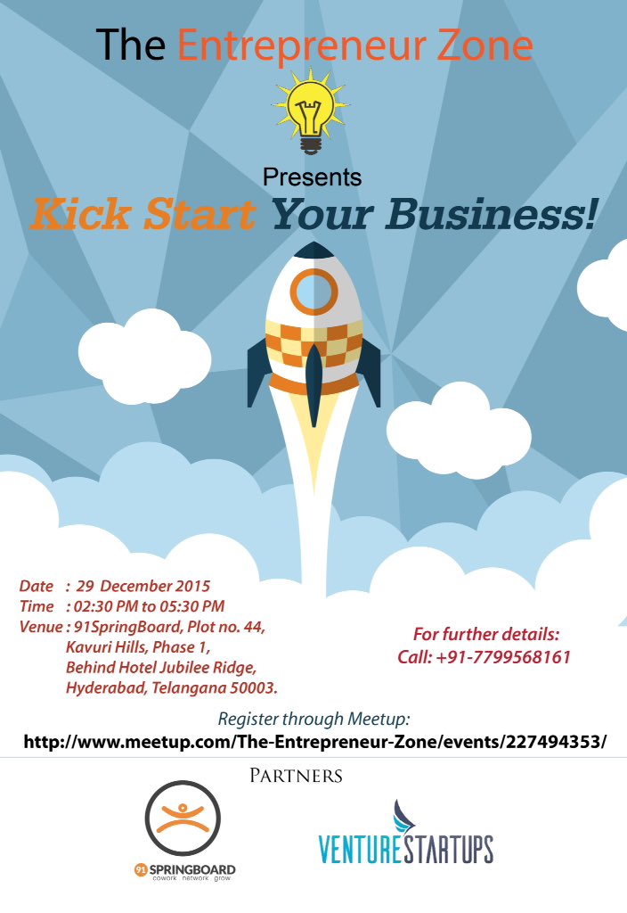 teztalks's tweet image. #Hurry #Register fast through @Meetup @91springboard #Hyderabad #Venture #Startup