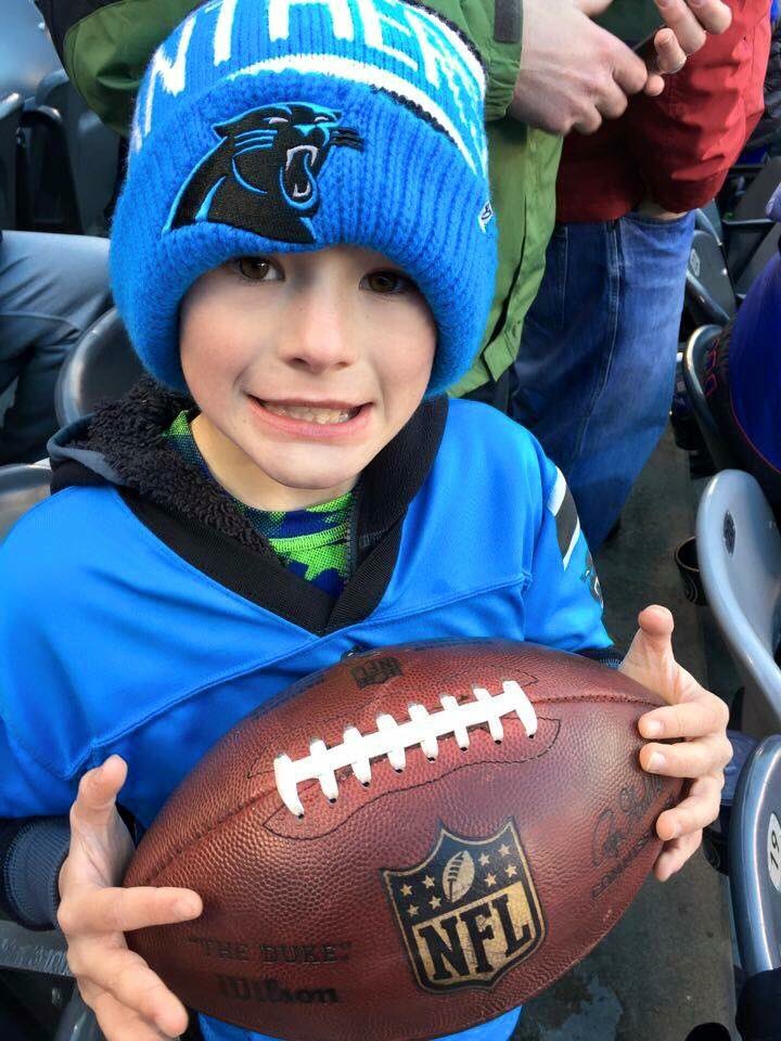 JeffStreet_AP's tweet photo. Congrats Zachary from Enochville Elementary who got a football from Cam at today's game!@RSSinformation https://t.co/H2XWnQV5Ef