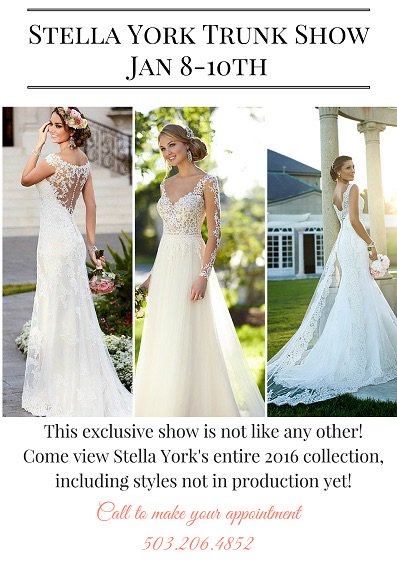 WhiteDressPort's tweet photo. So excited about our #stellayork trunk show! View her 2016 collection and gowns never seen before!#bridal https://t.co/oaBbz3bPS9