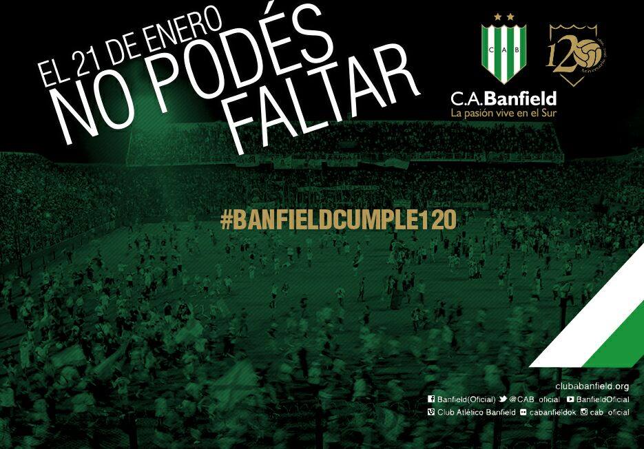 CAB_oficial's tweet photo. ¡#BanfieldCumple120 y vos tenés que estar ahí! https://t.co/gx4XKUbuTX