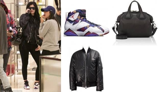 Star Style on X: Kylie Jenner wearing Nike Air Jordan 7 Nothing