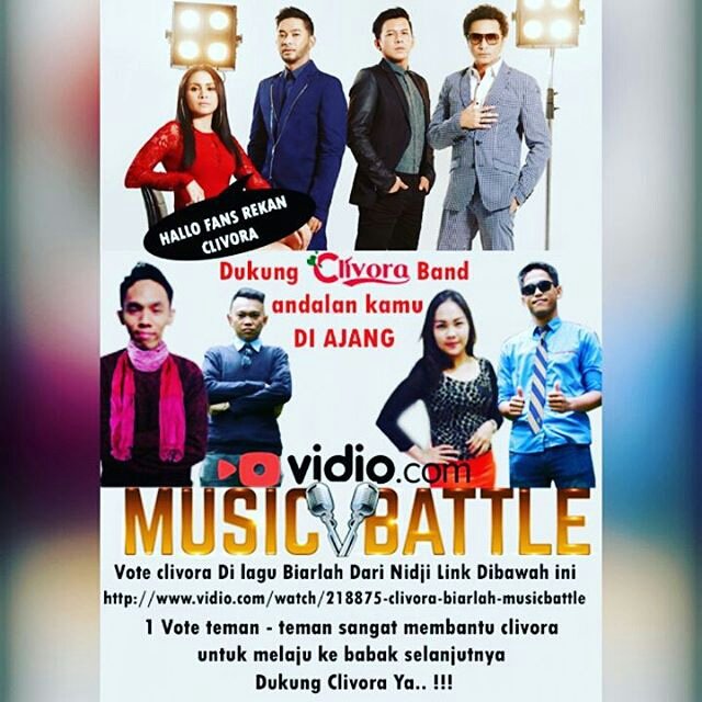 ofcClivora's tweet photo. Mohon dukungannya di ajang music battle.. vote sebanyaknya. https://t.co/SjQaVJRfOY