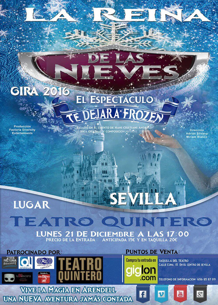 Ultimas entradas de la segunda función de mañana en teatro quintero, frocen !!!!!!!.