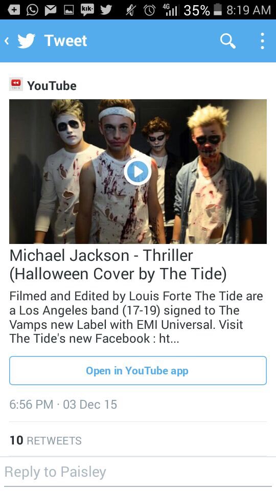 CocoaTheTider's tweet photo. @PaisleyTheTider @TheTide @TheTideDrew @TheTideNate @TheTideAustin @TheTideLevi Congrats!! Best video is 'Thriller' https://t.co/cCt81fXFan