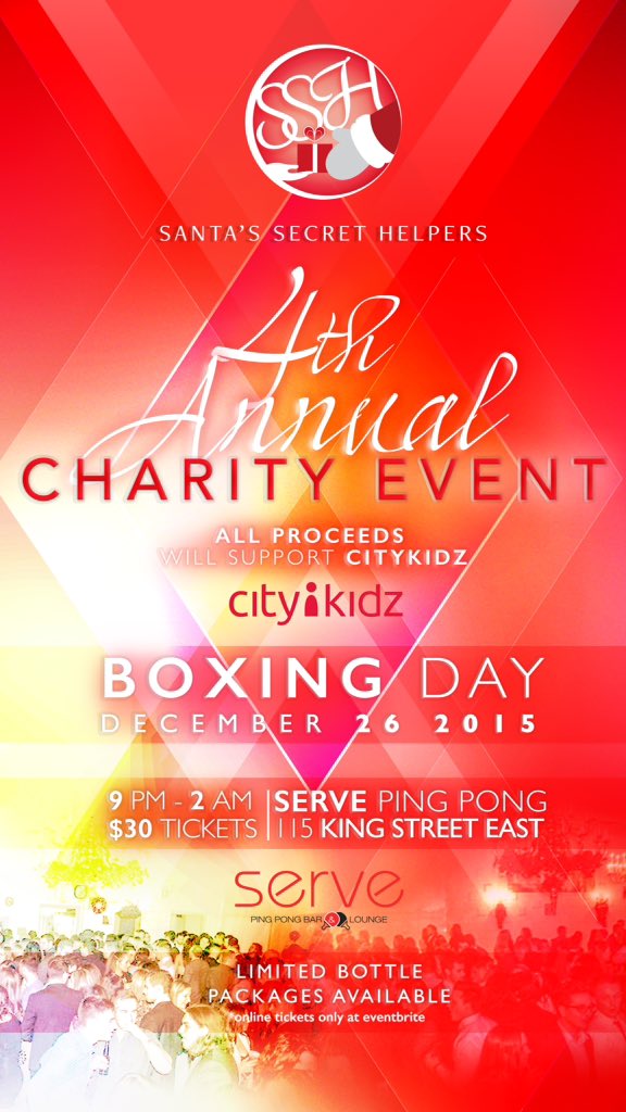 ColalilloRealty's tweet photo. December 26 BOXING DAY! #SSH2015 
Bottle Service starting at $125 #PartyForACause https://t.co/40MrS6sC3f