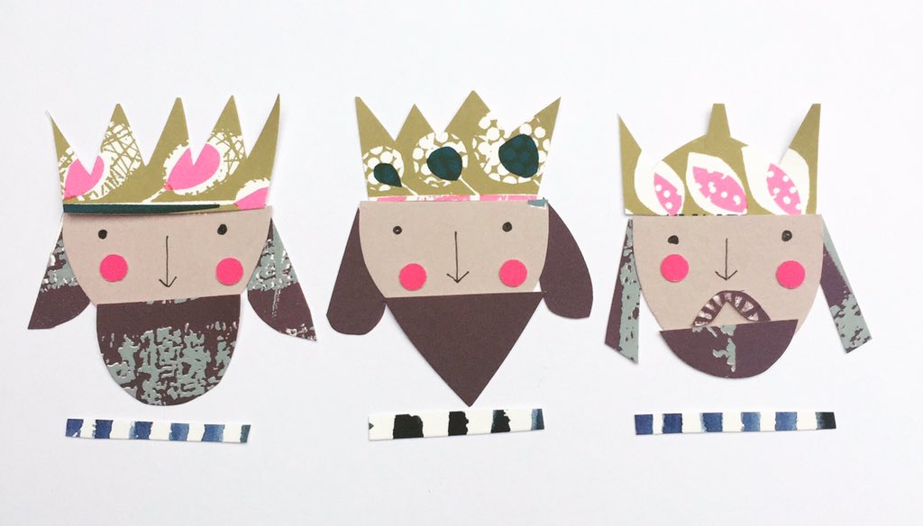 janeormes's tweet photo. We 3 kings in collage , Xmas illustration every day until Xmas ! #crafthour https://t.co/9J07lPcG5k